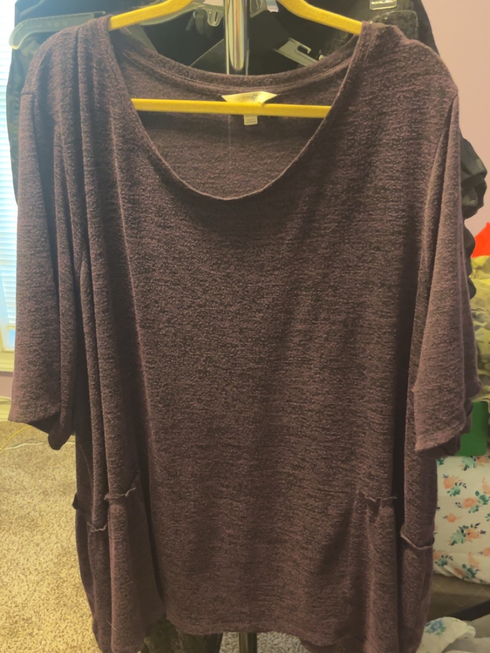 Relaxed Scoop Neck Women's Top in Plum - size 4X